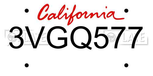 3VGQ577 California License Plate