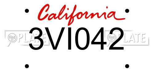 3VI042 California License Plate