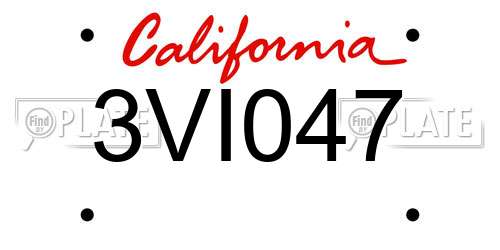 3VI047 California License Plate