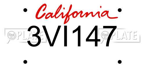 3VI147 California License Plate