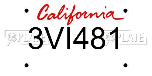 3VI481 California License Plate