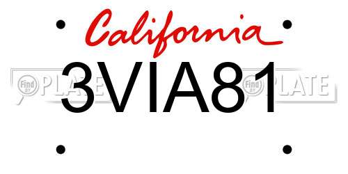 3VIA81 California License Plate