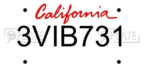 3VIB731 California License Plate