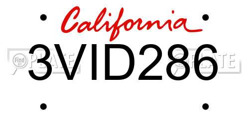 3VID286 California License Plate