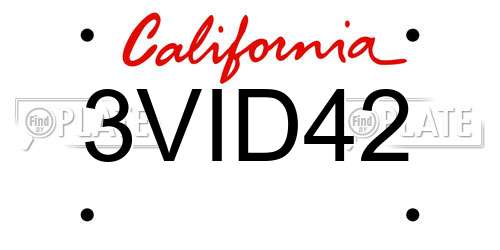 3VID42 California License Plate