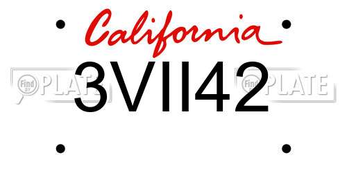 3VII42 California License Plate