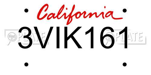 3VIK161 California License Plate