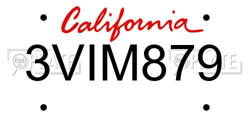 3VIM879 California License Plate