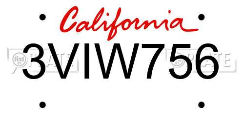 3VIW756 California License Plate