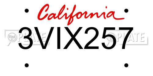 3VIX257 California License Plate
