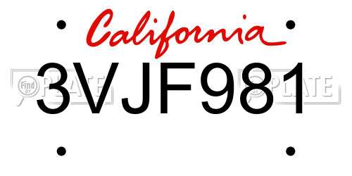 3VJF981 California License Plate