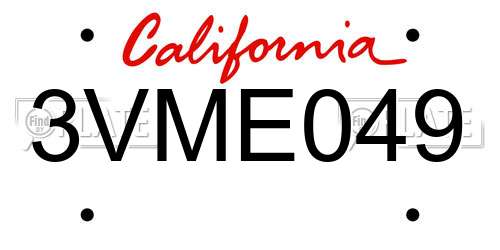 3VME049 California License Plate