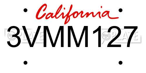 3VMM127 California License Plate
