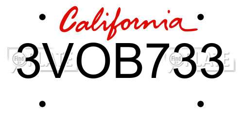 3VOB733 California License Plate