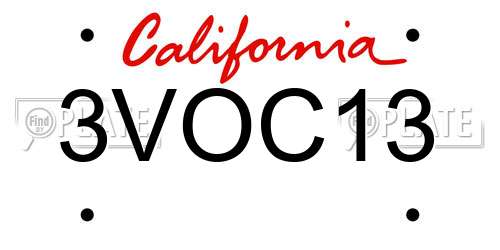3VOC13 California License Plate