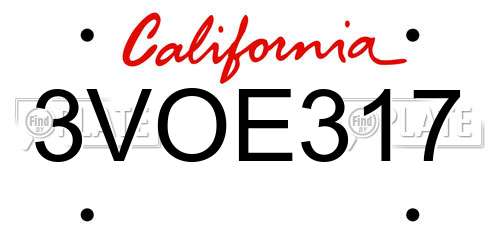3VOE317 California License Plate