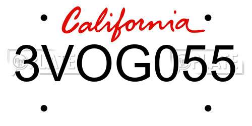 3VOG055 California License Plate