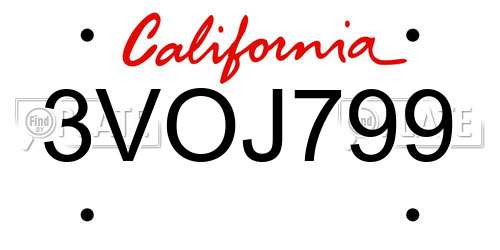 3VOJ799 California License Plate
