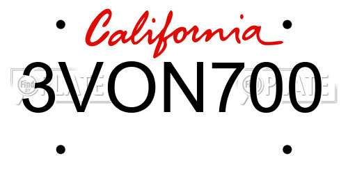 3VON700 California License Plate