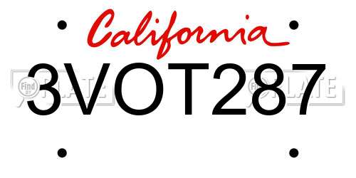 3VOT287 California License Plate