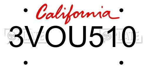 3VOU510 California License Plate