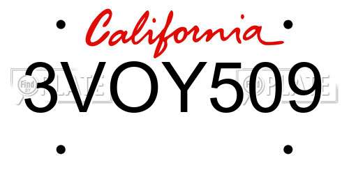 3VOY509 California License Plate