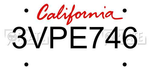 3VPE746 California License Plate