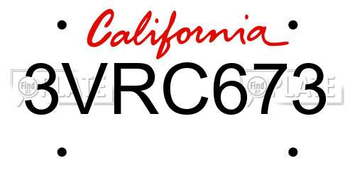 3VRC673 California License Plate