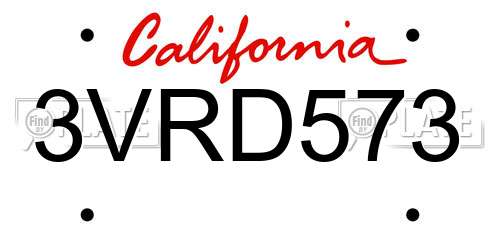 3VRD573 California License Plate