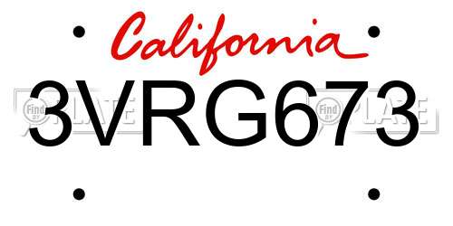 3VRG673 California License Plate