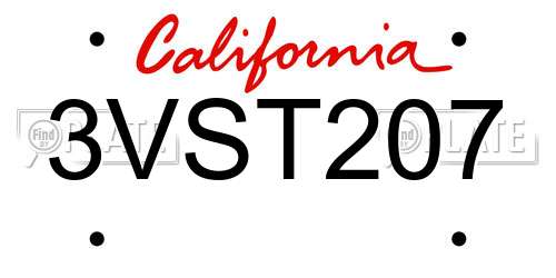 3VST207 California License Plate