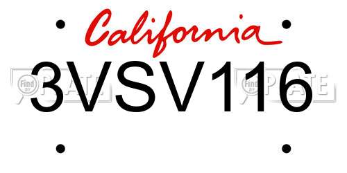 3VSV116 California License Plate