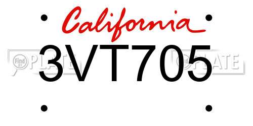 3VT705 California License Plate