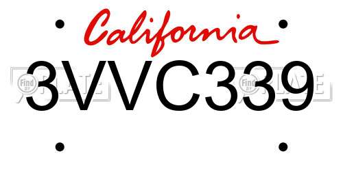 3VVC339 California License Plate