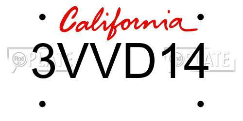 3VVD14 California License Plate