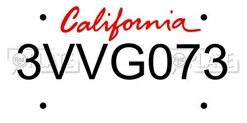 3VVG073 California License Plate
