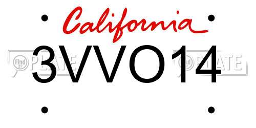 3VVO14 California License Plate