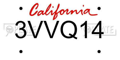 3VVQ14 California License Plate