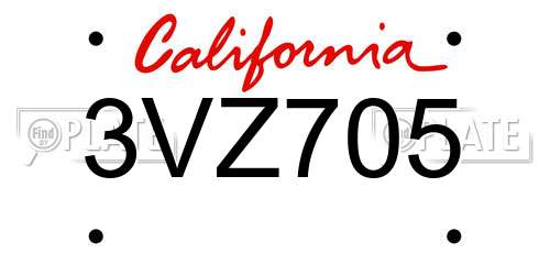 3VZ705 California License Plate