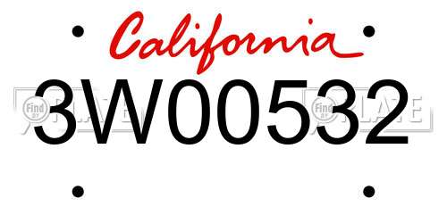 3W00532 California License Plate