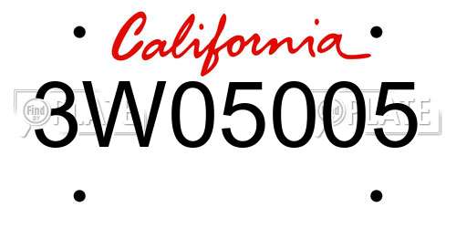3W05005 California License Plate