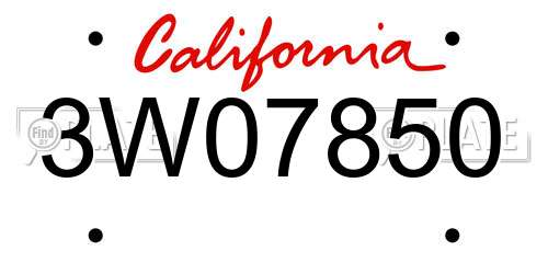 3W07850 California License Plate