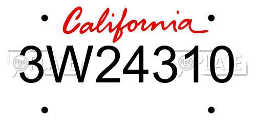 3W24310 California License Plate