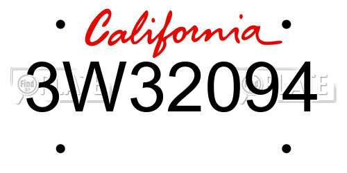 3W32094 California License Plate