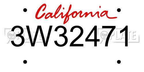 3W32471 California License Plate
