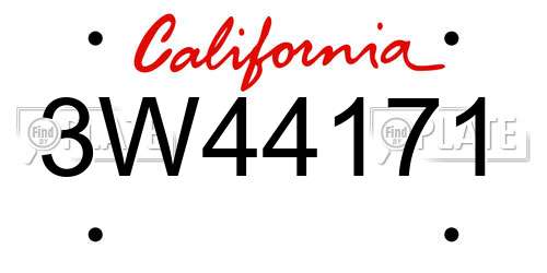 3W44171 California License Plate