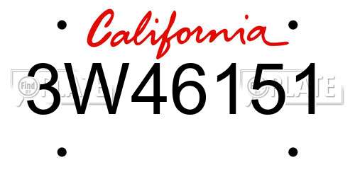 3W46151 California License Plate
