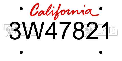 3W47821 California License Plate
