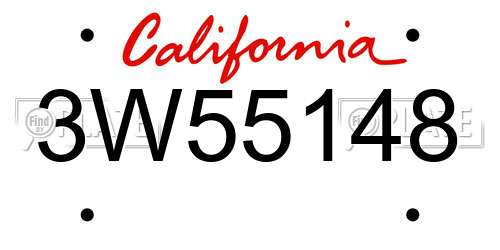 3W55148 California License Plate