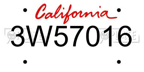3W57016 California License Plate